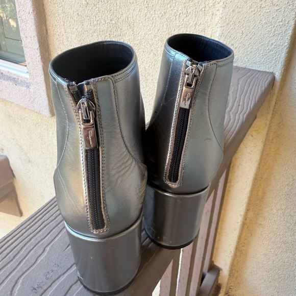 Salvatore Ferragamo Metallic Silver and Black Ankle Boots - Picture 5 of 5